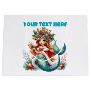 Christmas Mermaid Gift Bag – Editable Text