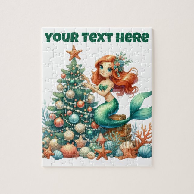 Christmas Mermaid Kids Puzzle – Personalised Gift (Vertical)