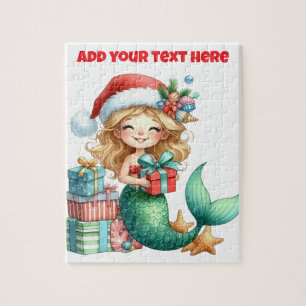 Christmas Mermaid Kids Puzzle – Personalised Gift