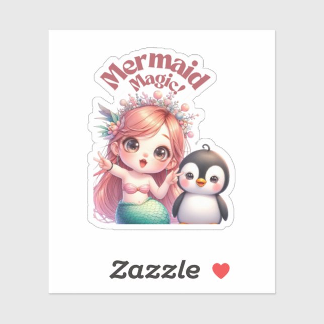Christmas Mermaid Magic Card with Penguin Fun (Sheet)