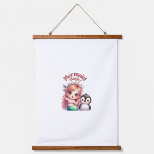 Christmas Mermaid Magic Card with Penguin Fun Hanging Tapestry