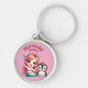 Christmas Mermaid Magic Card with Penguin Fun Key Ring