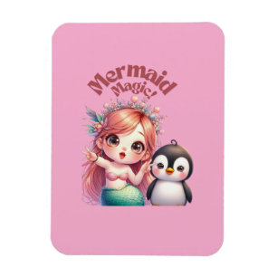 Christmas Mermaid Magic Card with Penguin Fun Magnet