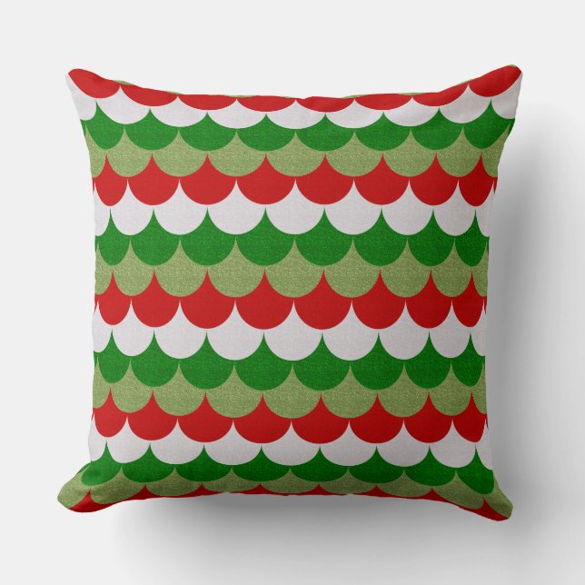 Christmas Mermaid Scales Sparkle Holiday Pattern Cushion (Front)