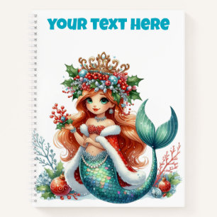 Christmas Mermaid Spiral Notebook – Editable Text