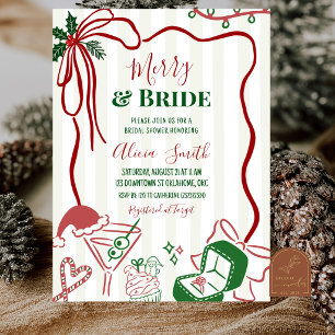 Christmas Merry and Bride Bridal Shower Invitation