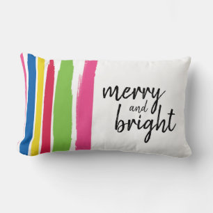 Christmas, Merry and Bright, Colourful, Strokes Lumbar Cushion