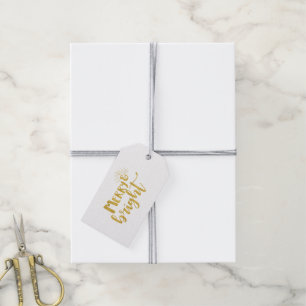 Christmas Merry and Bright Faux Gold Typography Gift Tags