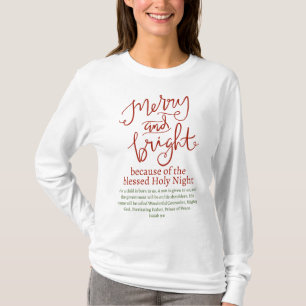 Christmas Merry and Bright Holy White Red Green T-Shirt