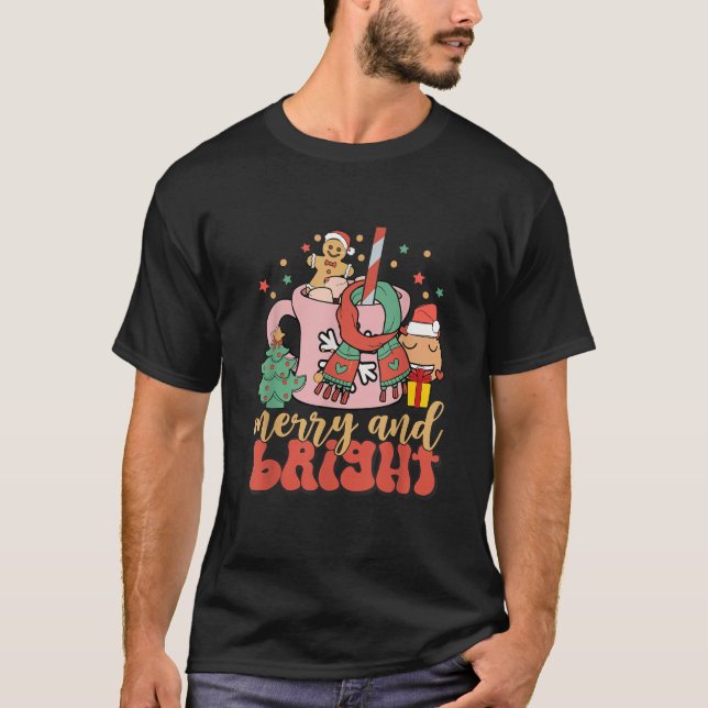 Christmas Merry And Bright Hot Chocolate  T-Shirt (Front)