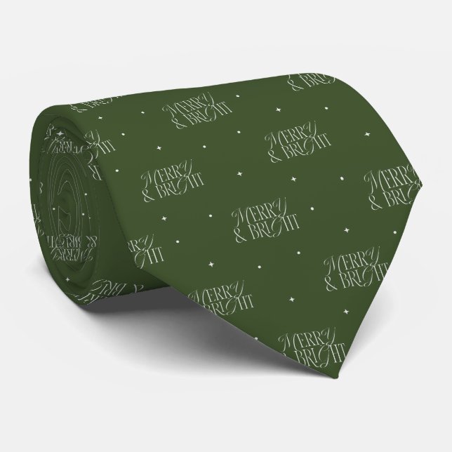 Christmas Merry and Bright Pattern Tie (Rolled)