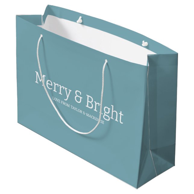 Christmas Merry and Bright Personalised Large Gift Bag (Back Angled)