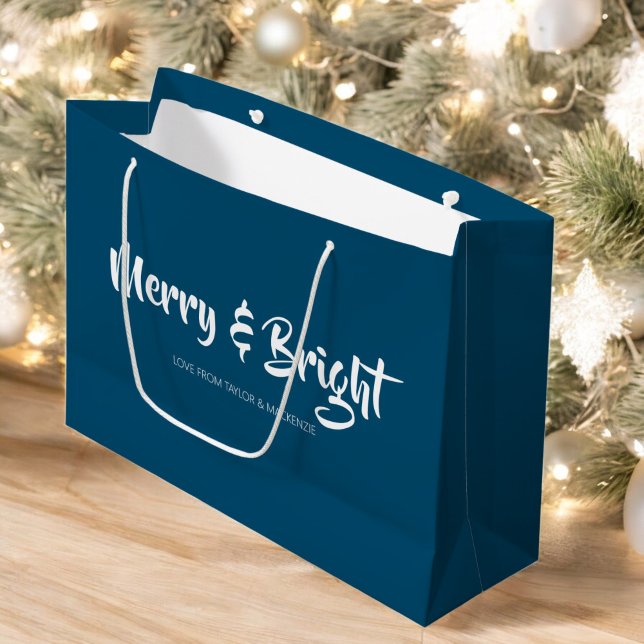 Christmas Merry and Bright Personalised Large Gift Bag (Christmas Merry and Bright Personalized Large Gift Bag by Ricaso. Add your own text. Other colors)
