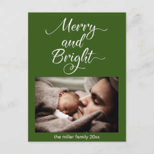 Christmas Merry and Bright Personalised Photo Postcard