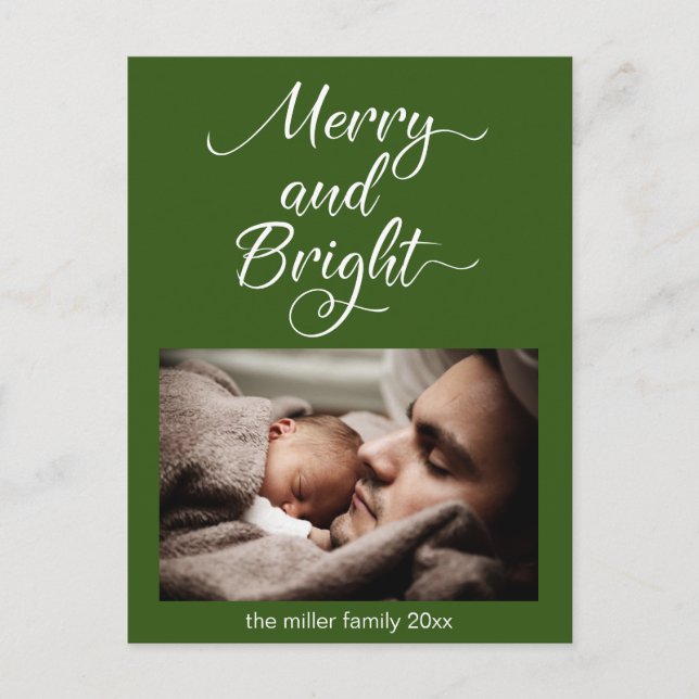 Christmas Merry and Bright Personalised Photo Postcard (Front)