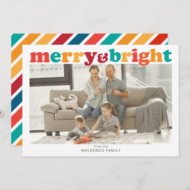 Christmas Merry and Bright Photo Personalised Holiday Card (Front/Back)