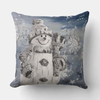 Christmas Merry and White Snow Man Throw Pillow
