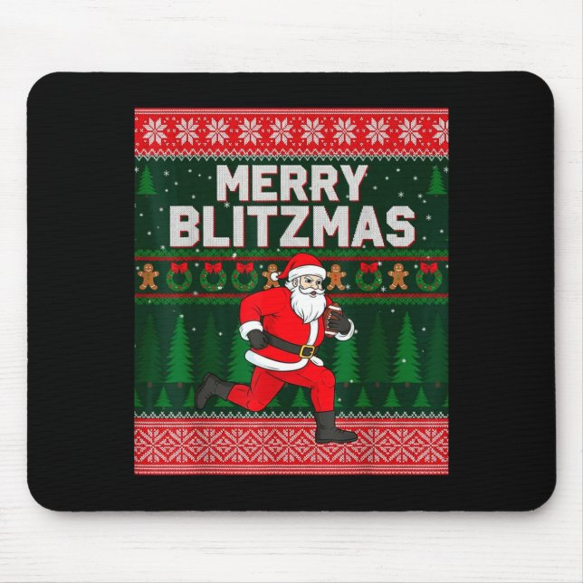 Christmas Merry Blitzmas Santa Football Ugly Sweat Mouse Mat (Front)