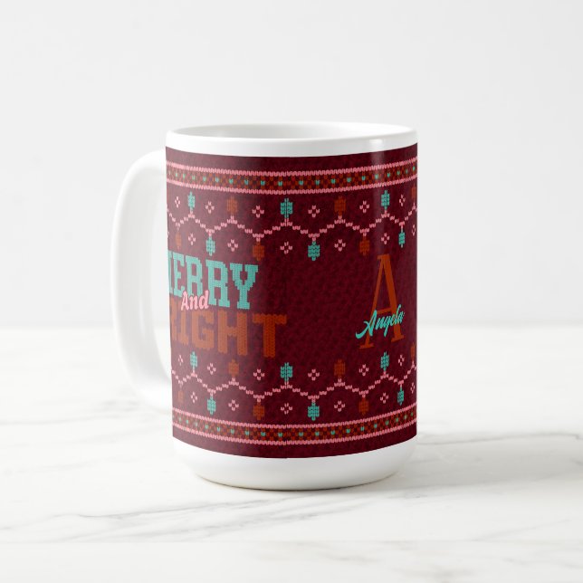 Christmas Merry & Bright Ugly Sweater Mug (Front Left)