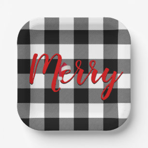 Christmas Merry Buffalo Plaid  Paper Plate