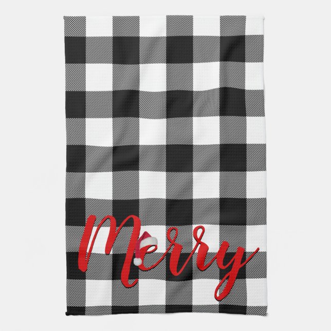 Christmas Merry Buffalo Plaid   Tea Towel (Vertical)