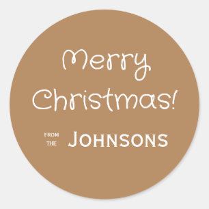Christmas Merry Christmas Beige Classic Round Sticker