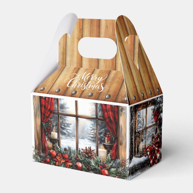 Christmas Merry Christmas Country Cabin Gift Favour Box (Front Side)