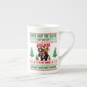 Christmas Merry Christmas For Gift Black Bear Bone China Mug