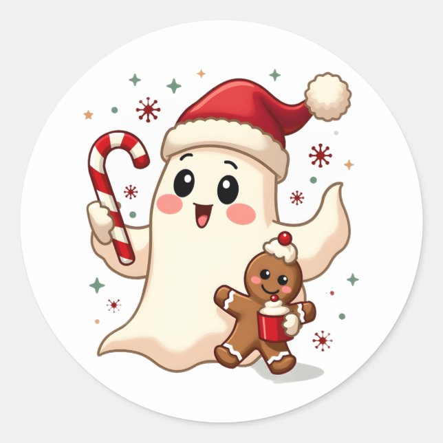 Christmas Merry Christmas For Gift Christmas Ghost Classic Round Sticker (Front)