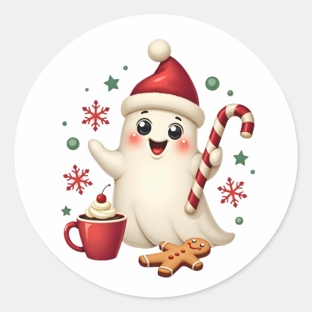 Christmas Merry Christmas For Gift Christmas Ghost Classic Round Sticker (Front)