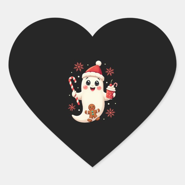Christmas Merry Christmas For Gift Christmas Ghost Heart Sticker (Front)