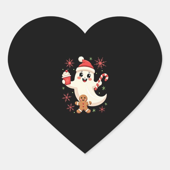 Christmas Merry Christmas For Gift Christmas Ghost Heart Sticker (Front)