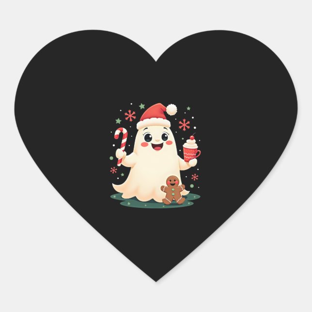 Christmas Merry Christmas For Gift Christmas Ghost Heart Sticker (Front)