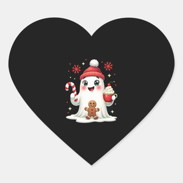 Christmas Merry Christmas For Gift Christmas Ghost Heart Sticker (Front)