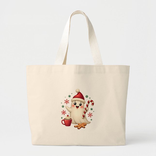Christmas Merry Christmas For Gift Christmas Ghost Large Tote Bag (Front)
