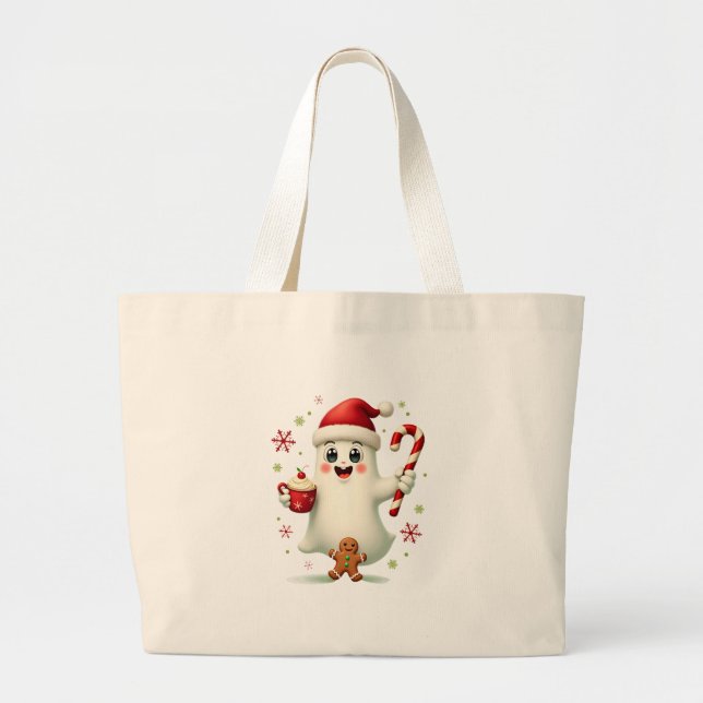 Christmas Merry Christmas For Gift Christmas Ghost Large Tote Bag (Front)