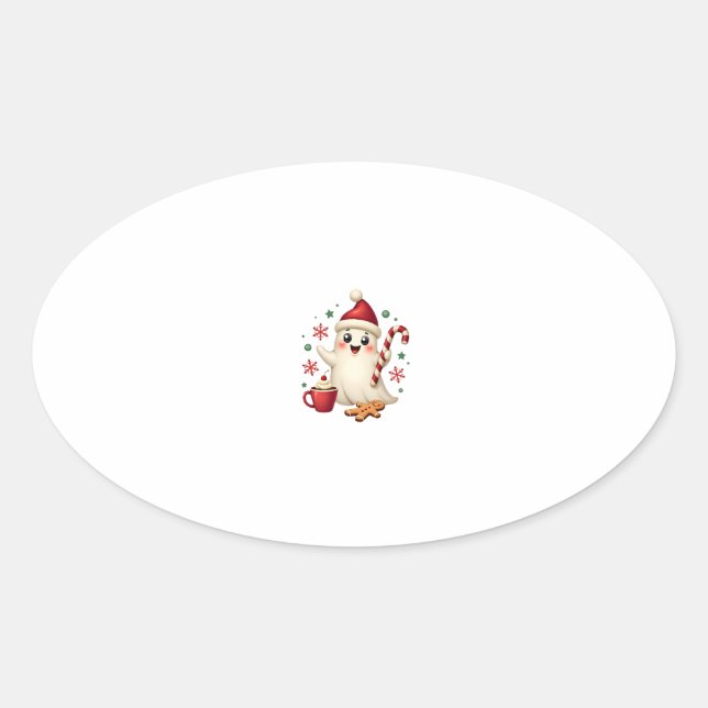 Christmas Merry Christmas For Gift Christmas Ghost Oval Sticker (Front)