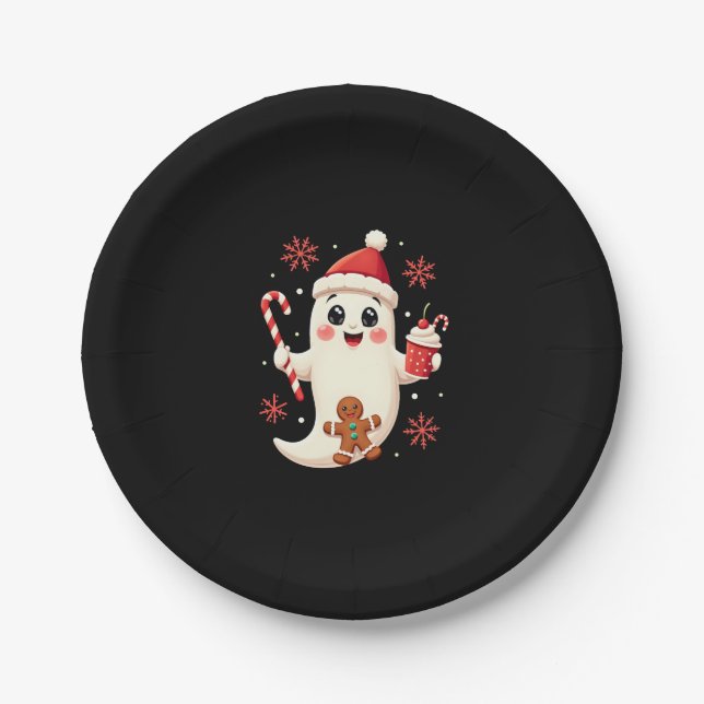 Christmas Merry Christmas For Gift Christmas Ghost Paper Plate (Front)