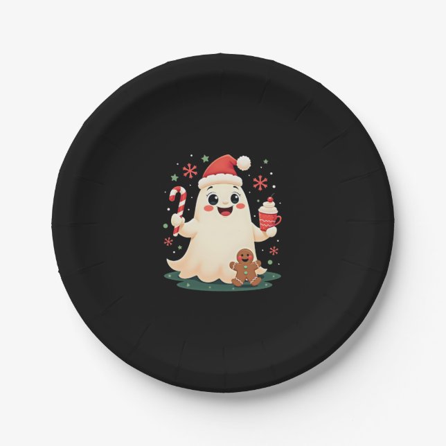 Christmas Merry Christmas For Gift Christmas Ghost Paper Plate (Front)