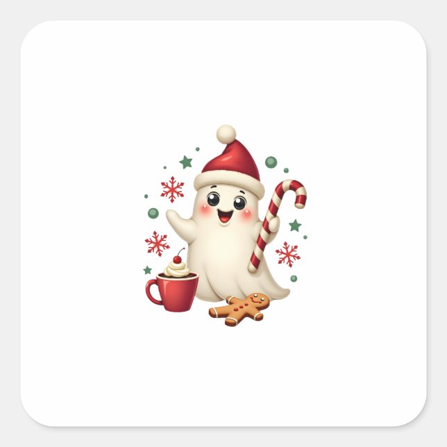 Christmas Merry Christmas For Gift Christmas Ghost Square Sticker (Front)