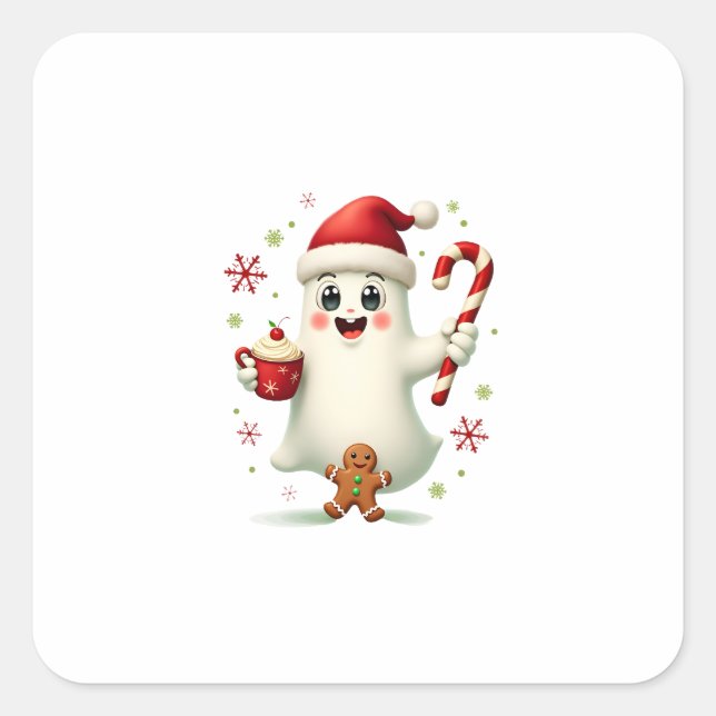 Christmas Merry Christmas For Gift Christmas Ghost Square Sticker (Front)