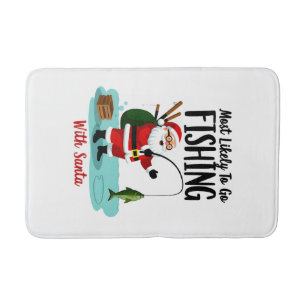 Christmas Merry Christmas For Gift Fishing Santa ( Bath Mat
