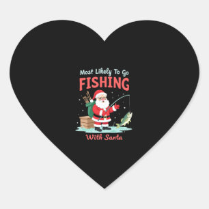 Christmas Merry Christmas For Gift Fishing Santa ( Heart Sticker