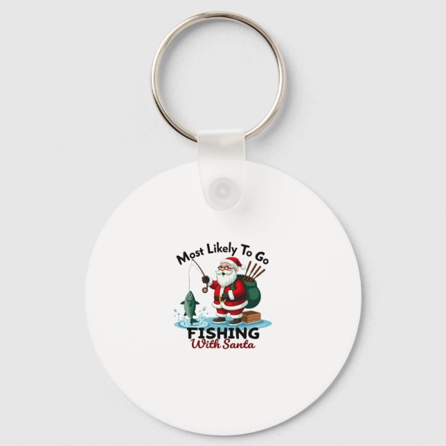 Christmas Merry Christmas For Gift Fishing Santa ( Key Ring (Front)