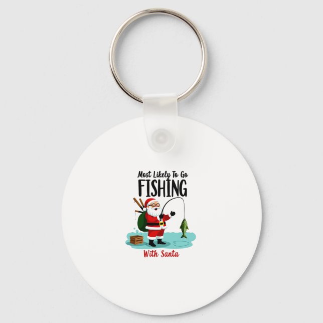 Christmas Merry Christmas For Gift Fishing Santa ( Key Ring (Front)