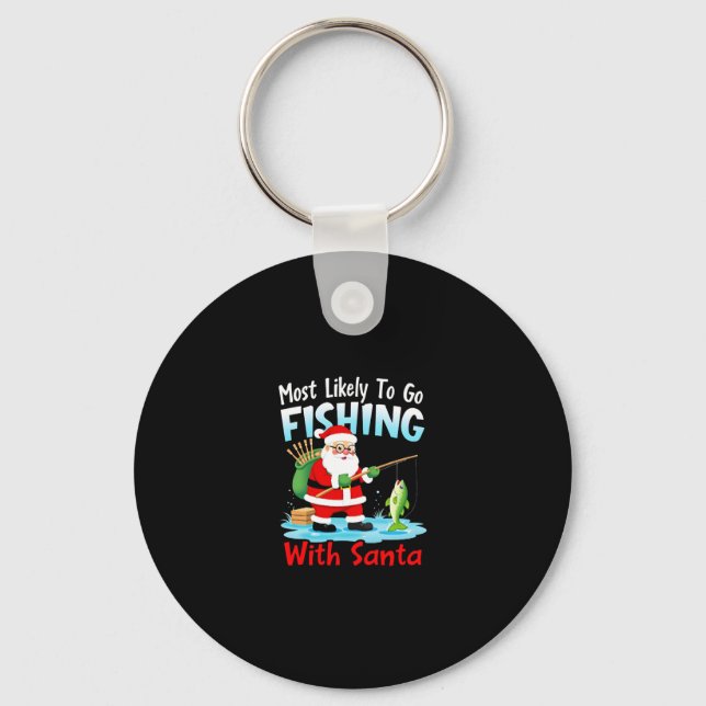 Christmas Merry Christmas For Gift Fishing Santa ( Key Ring (Front)
