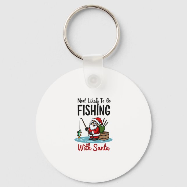 Christmas Merry Christmas For Gift Fishing Santa ( Key Ring (Front)