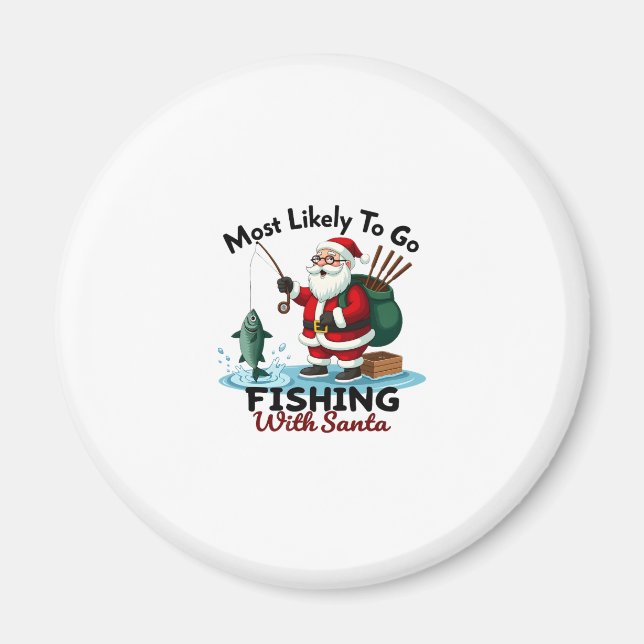 Christmas Merry Christmas For Gift Fishing Santa ( Magnet (Front)