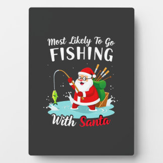 Christmas Merry Christmas For Gift Fishing Santa Plaque