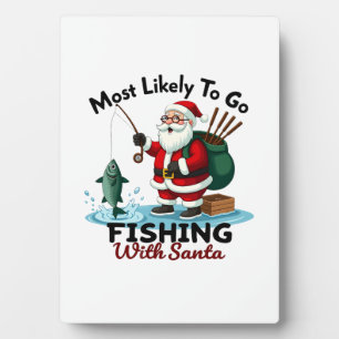 Christmas Merry Christmas For Gift Fishing Santa ( Plaque